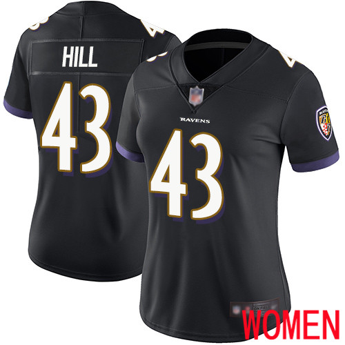 Baltimore Ravens Limited Black Women Justice Hill Alternate Jersey NFL Football 43 Vapor Untouchable